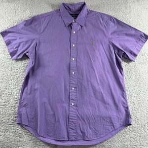Polo Ralph Lauren Shirt Mens Large Purple Short Sleeve Button‎ Up Light Weight